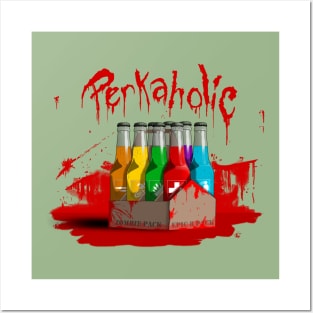 Zombie 8-Pack Bloodied Perkaholic on Leaf Green Posters and Art